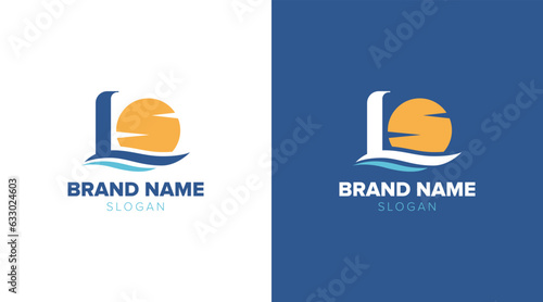 Letter L sunshine or sunrise logo icon