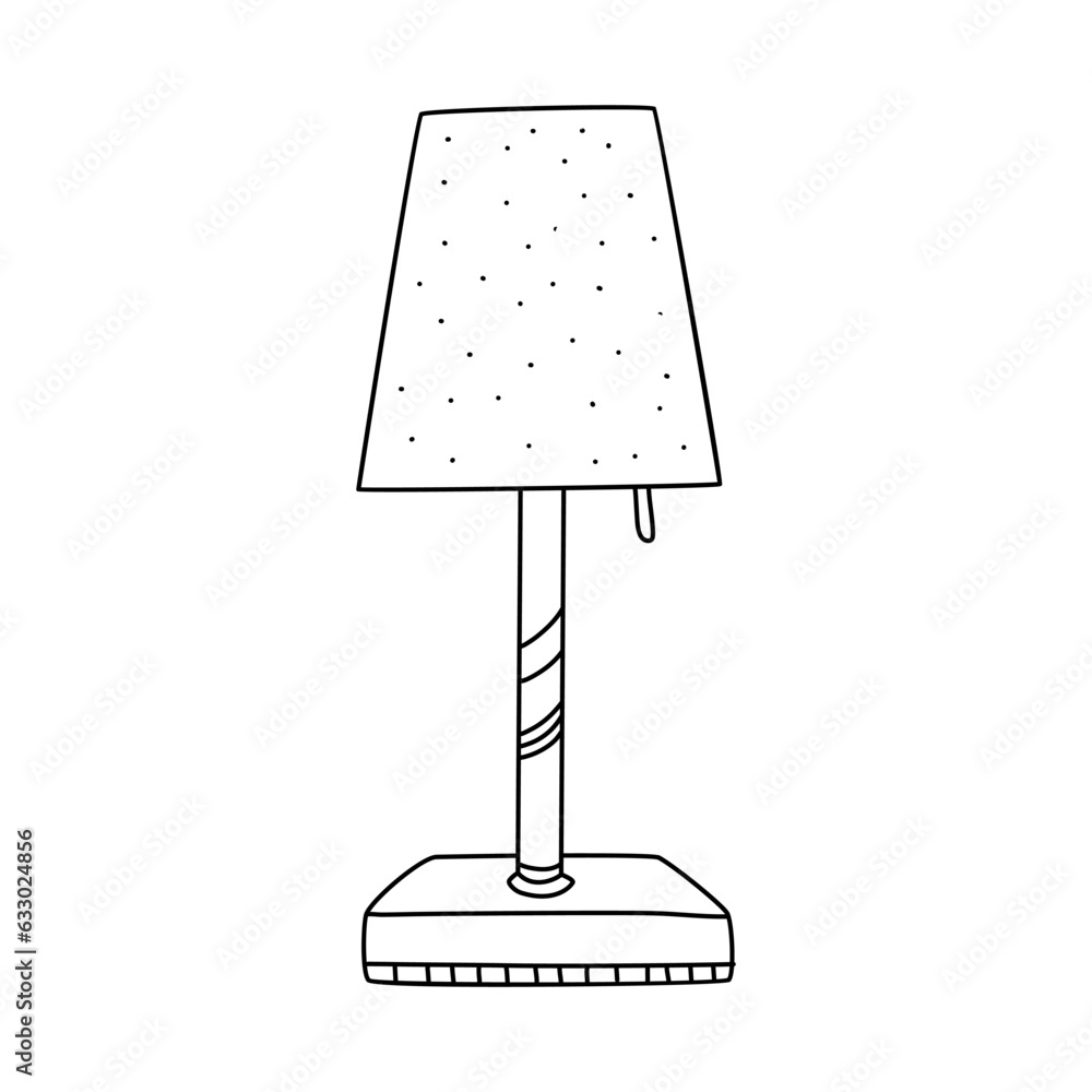 Bedside lamp doodle line icon isolated on white background vector graphics