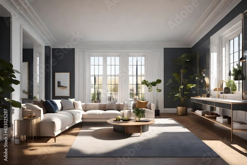 modern living room with beautiful furniture  luxury lifestyle - Generative AI