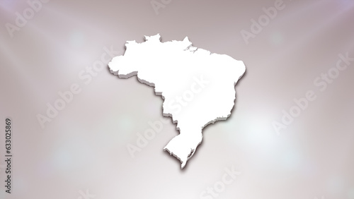 Brazil 3D Map on White Background, 
Useful for Politics, Elections, Travel, News and Sports Events
