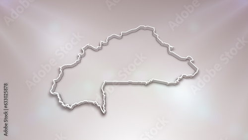 Burkina Faso 3D Map on White Background, 
Useful for Politics, Elections, Travel, News and Sports Events
