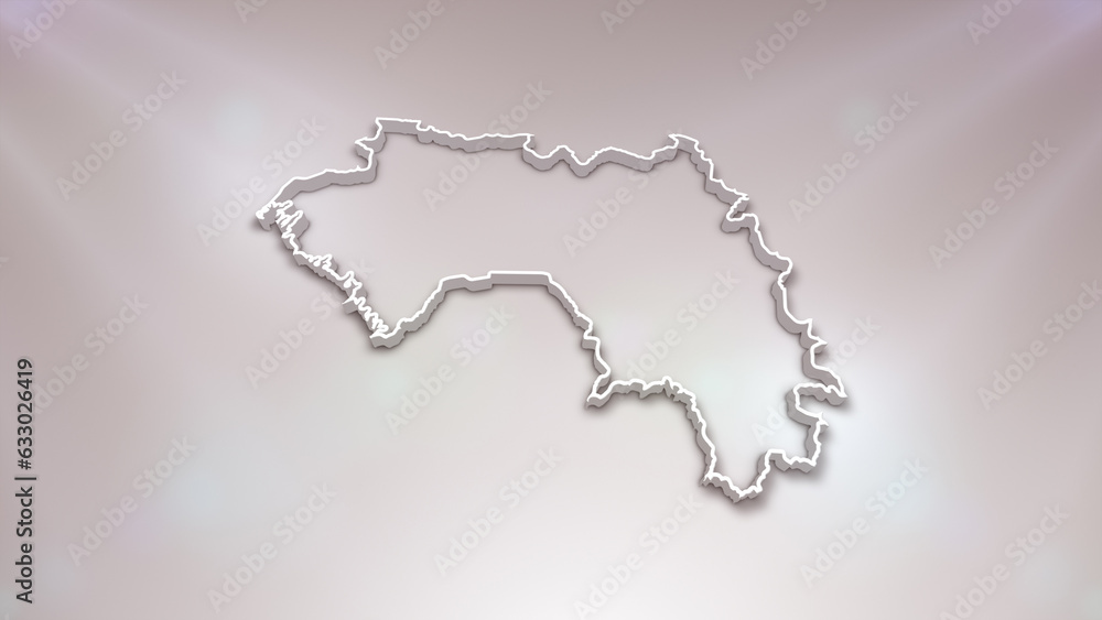 Guinea 3D Map on White Background, 
Useful for Politics, Elections, Travel, News and Sports Events