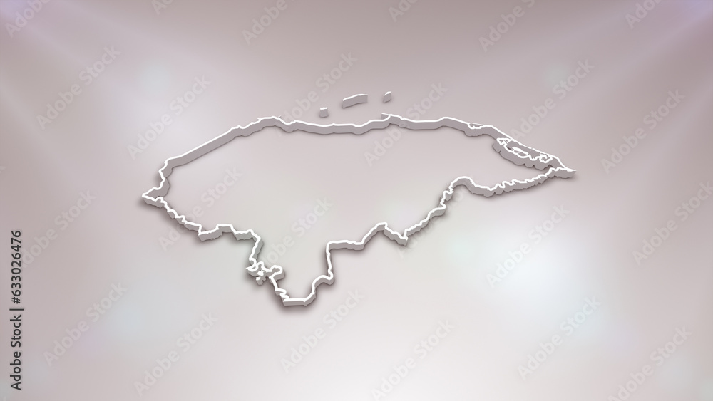 Honduras 3D Map on White Background, 
Useful for Politics, Elections, Travel, News and Sports Events