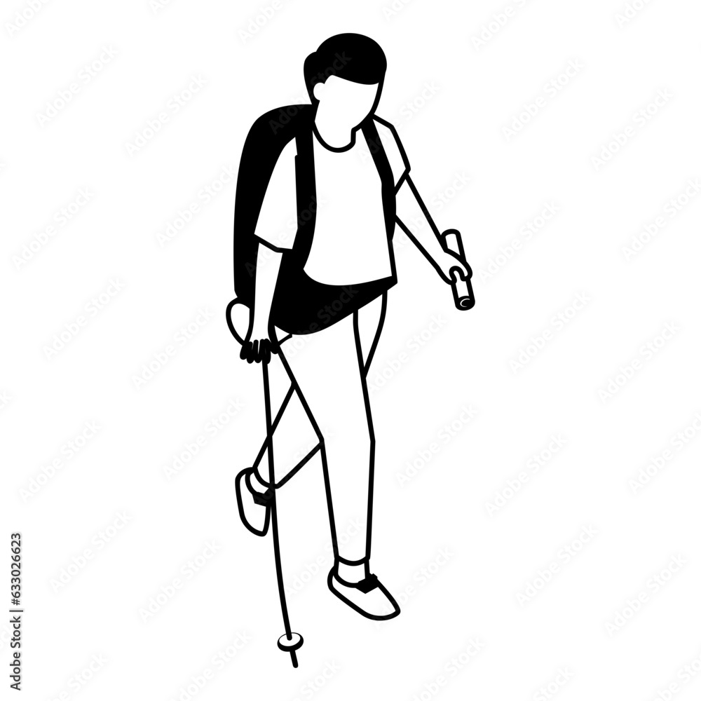 Hiker boy looking happy isometric Concept, Solo Backpacker or Traveler Vector Icon Design, Free time activities Symbol, Extracurricular activity Sign, hobbies interests Stock Illustration Hiker boy looking happy isometric Concept, Solo Backpacker or Traveler Vector Icon Design, Free time activities Symbol, Extracurricular activity Sign, hobbies interests Stock Illustration