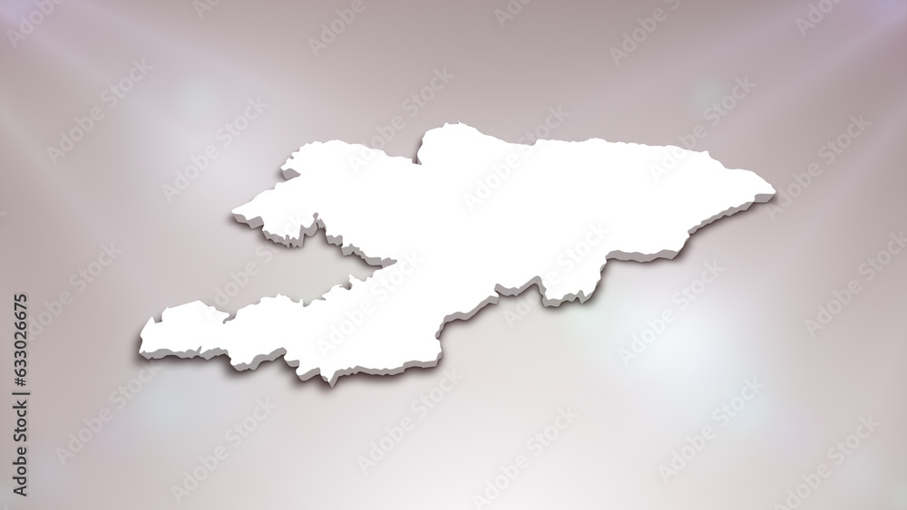 Obraz premium Kyrgyzstan 3D Map on White Background, Useful for Politics, Elections, Travel, News and Sports Events