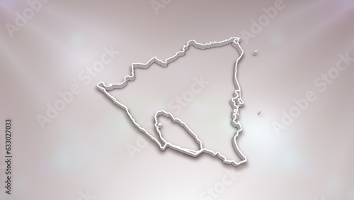 Nicaragua 3D Map on White Background, Useful for Politics, Elections, Travel, News and Sports Events