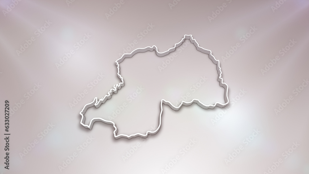 Rwanda 3D Map on White Background, 
Useful for Politics, Elections, Travel, News and Sports Events

