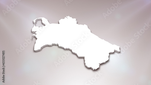 Turkmenistan 3D Map on White Background   Useful for Politics  Elections  Travel  News and Sports Events 