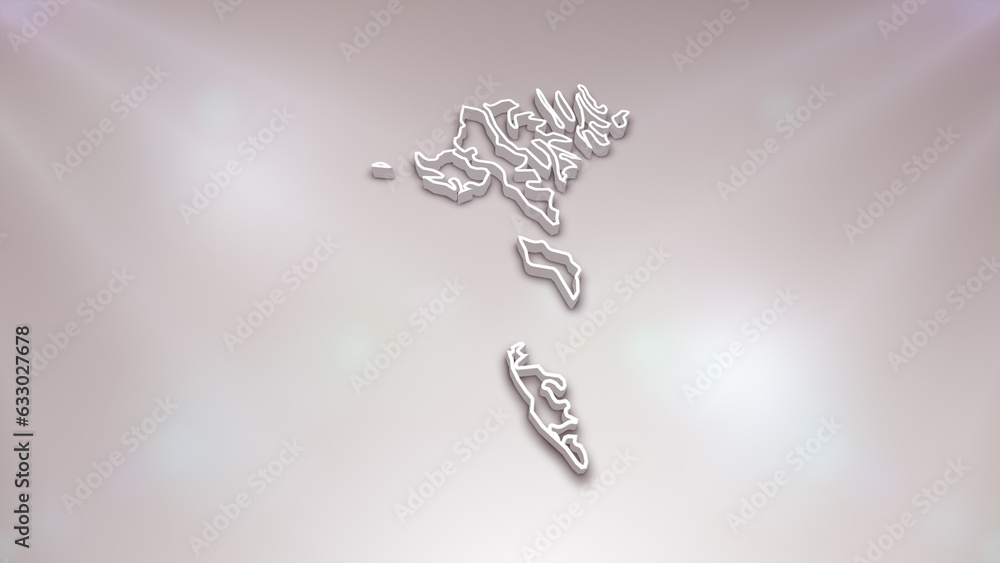 Fototapeta premium Faroe Islands 3D Map on White Background, Useful for Politics, Elections, Travel, News and Sports Events 