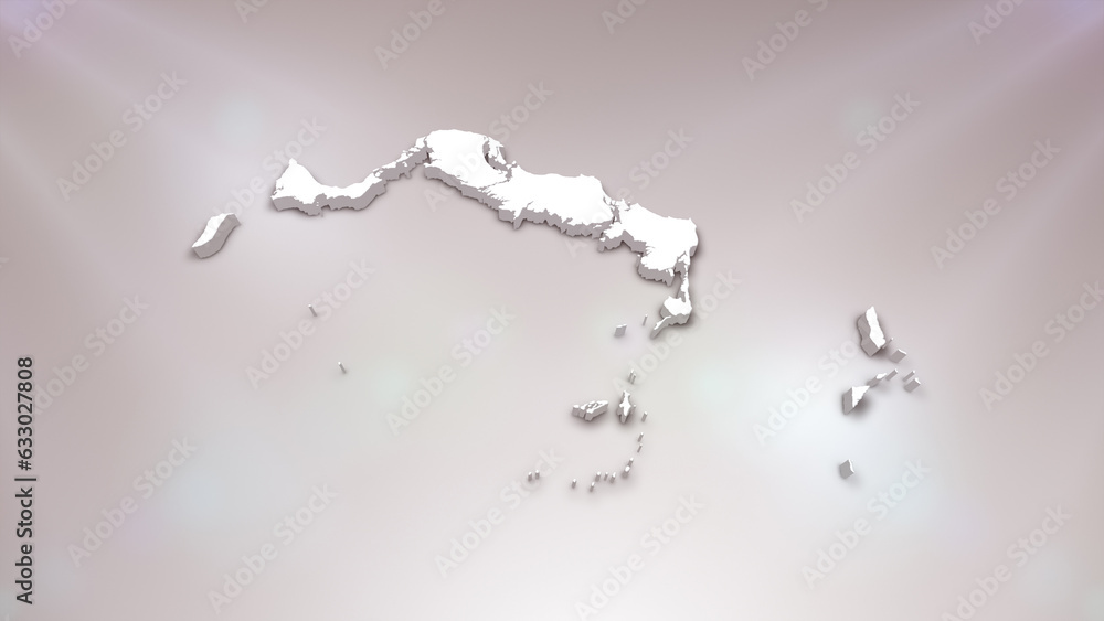 Fototapeta premium Turks and Caicos Islands 3D Map on White Background, Useful for Politics, Elections, Travel, News and Sports Events 