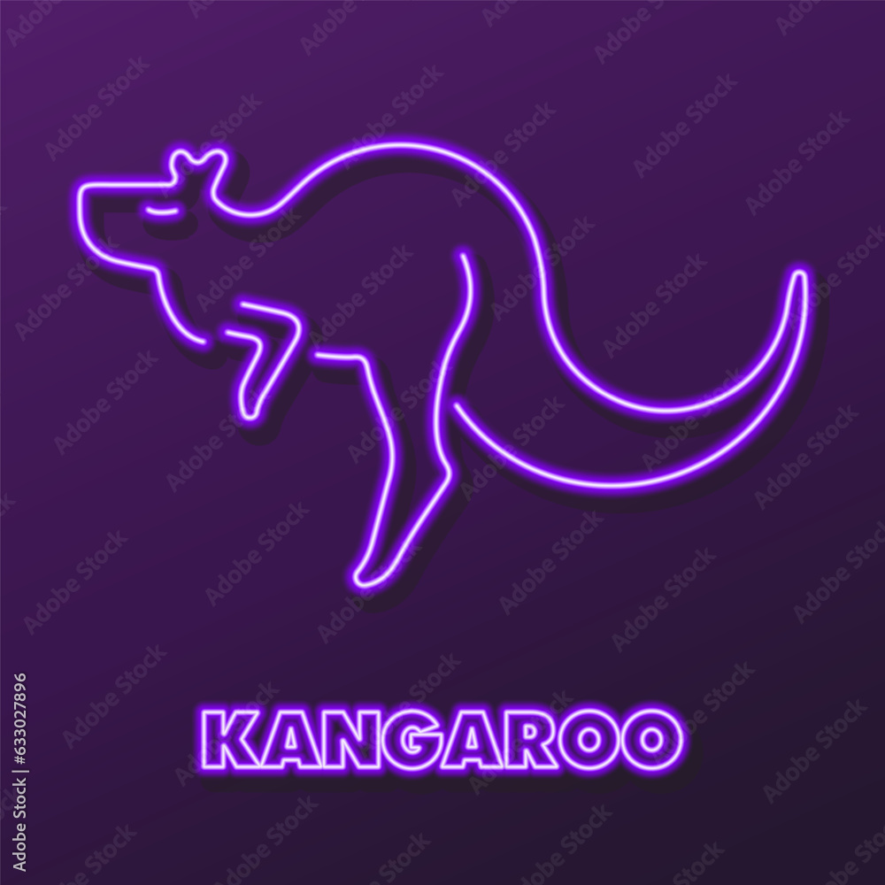 kangaroo neon sign, modern glowing banner design, colorful modern design trends on black background. Vector illustration. kangaroo neon sign, modern glowing banner design, colorful modern design trends on black background. Vector illustration.