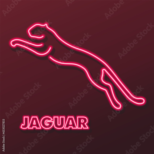 jaguar neon sign, modern glowing banner design, colorful modern design trends on black background. Vector illustration.