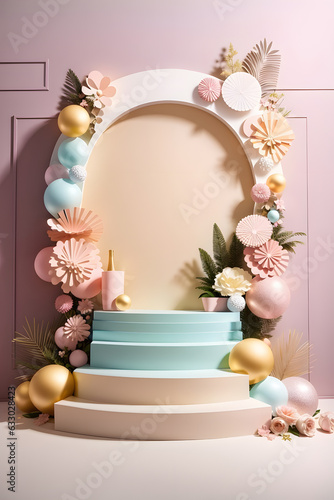 product display podium pink golden baby pastel luxurious birthday gender revealing © COOL