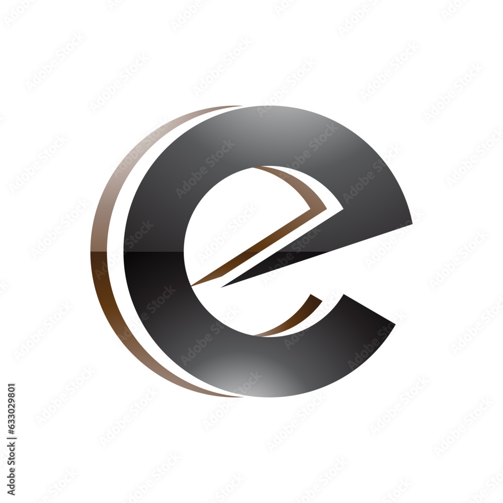Black and Brown Glossy Round Layered Lowercase Letter E Icon Black and Brown Glossy Round Layered Lowercase Letter E Icon