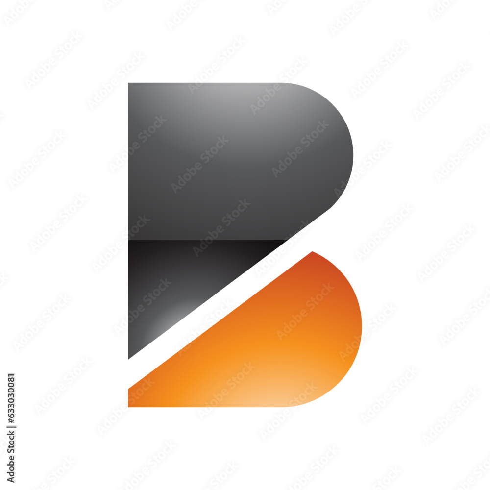 Black and Orange Bold Glossy Letter B Icon Black and Orange Bold Glossy Letter B Icon