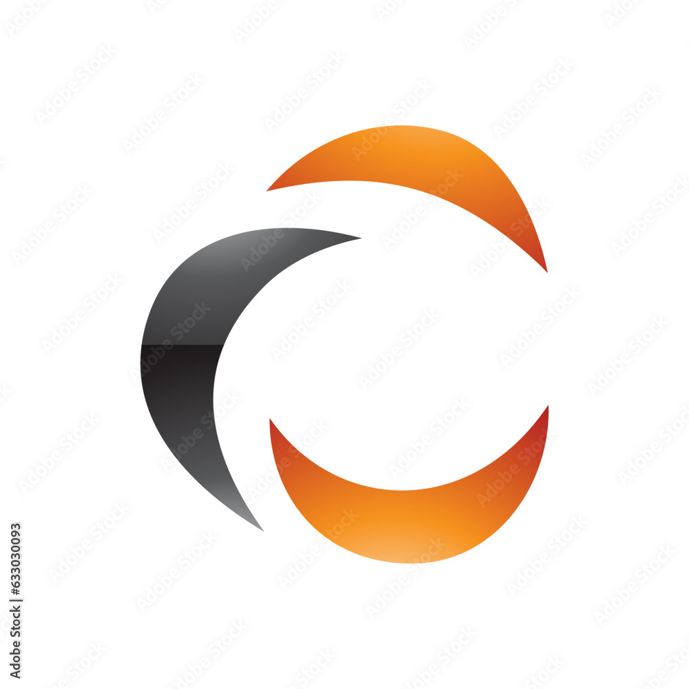 Black and Orange Glossy Crescent Shaped Letter C Icon Black and Orange Glossy Crescent Shaped Letter C Icon