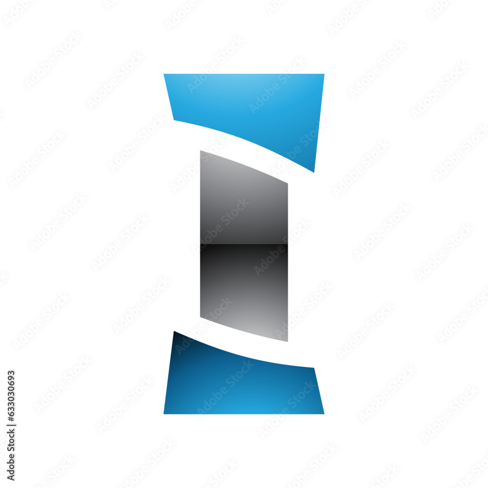 Blue and Black Glossy Antique Pillar Shaped Letter I Icon Blue and Black Glossy Antique Pillar Shaped Letter I Icon