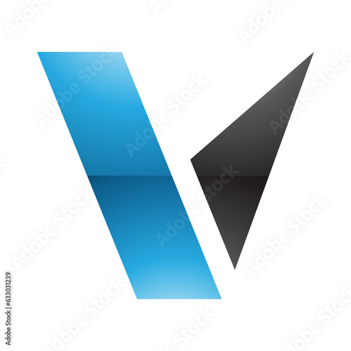 Blue and Black Glossy Geometrical Shaped Letter V Icon Free Download Blue and Black Glossy Geometrical Shaped Letter V Icon - GFXLoad