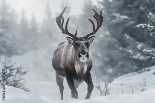 Reindeer in the snowy winter