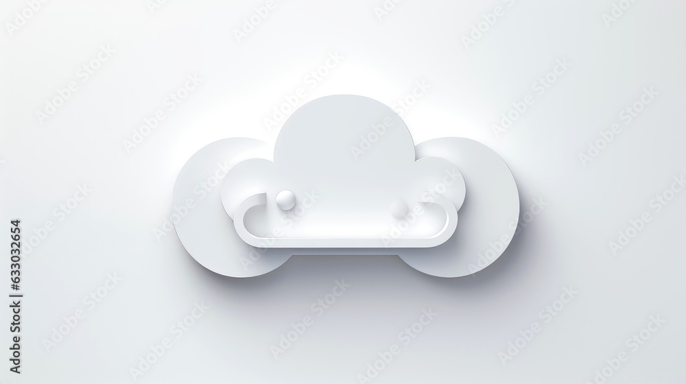 3D white cloud icon minimal style, cloud computing online service, digital technology security concept, Generative AI illustration 3D white cloud icon minimal style, cloud computing online service, digital technology security concept, Generative AI illustration