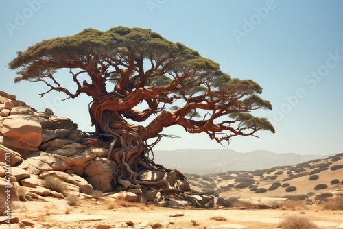 Close-up of a lonely tree in the desert