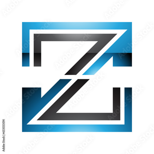 Free Download Blue and Black Glossy Striped Shaped Letter Z Icon - GFXLoad