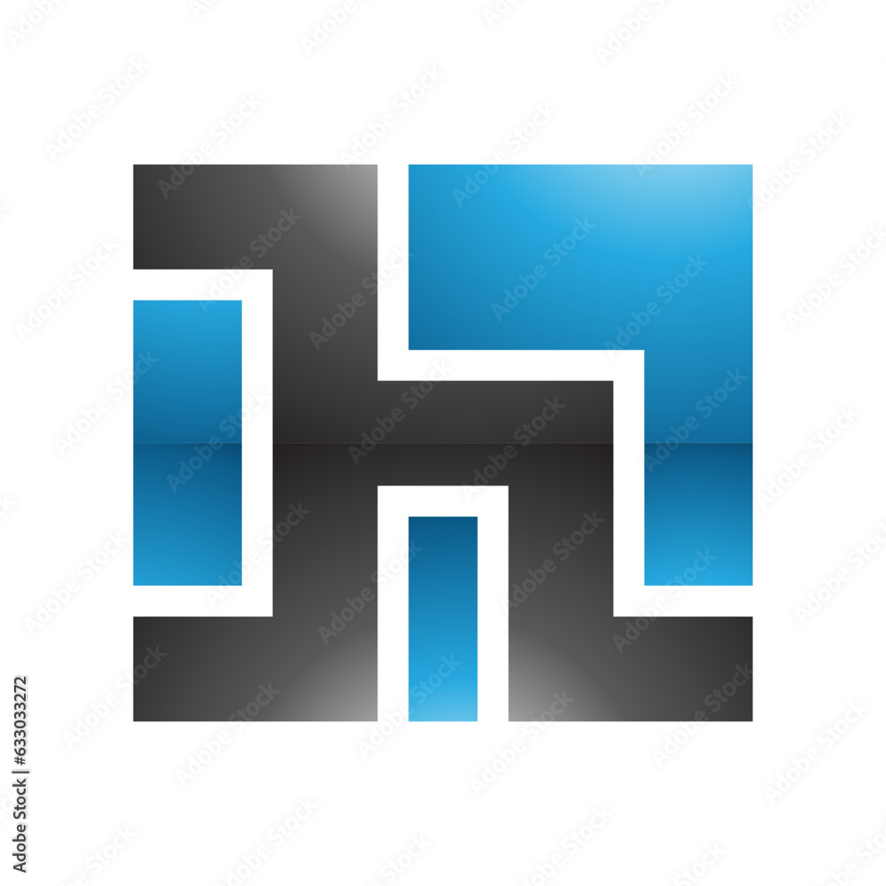 Blue and Black Square Shaped Glossy Letter H Icon Blue and Black Square Shaped Glossy Letter H Icon