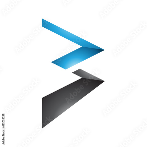 Free Download Blue and Black Glossy Zigzag Shaped Letter B Icon - GFXLoad
