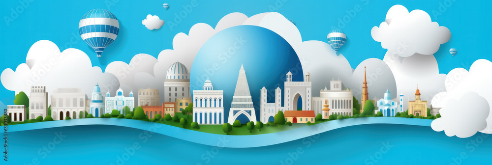 Jerusalem city panorama, urban landscape with modern buildings. Business travel and travelling of landmarks. Illustration, web background. Skyscraper silhouette - Generative AI