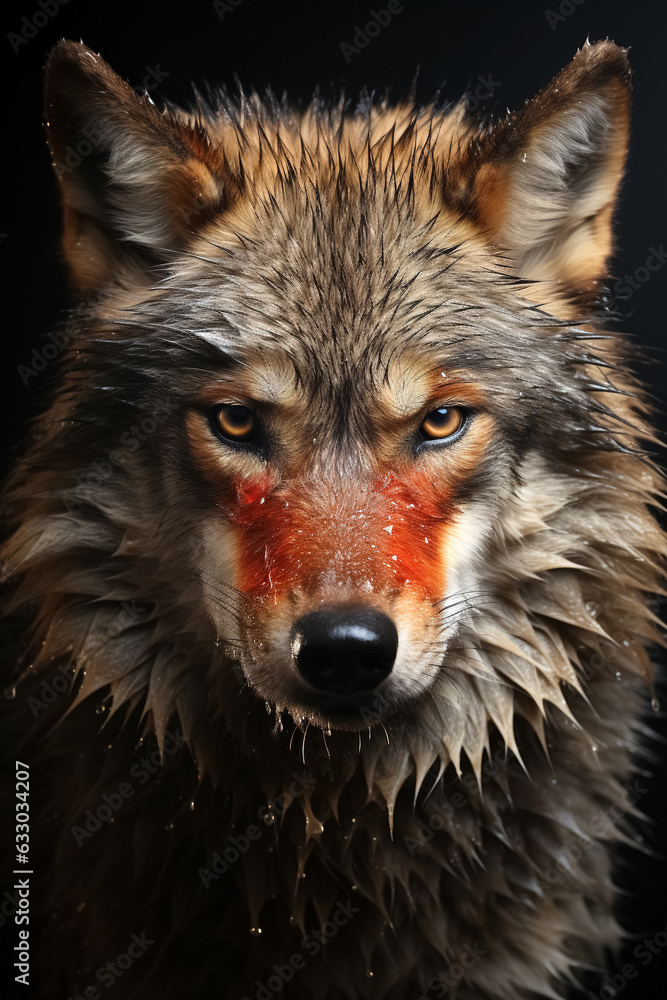 Fototapeta premium Portrait of a wolf. Generative Ai