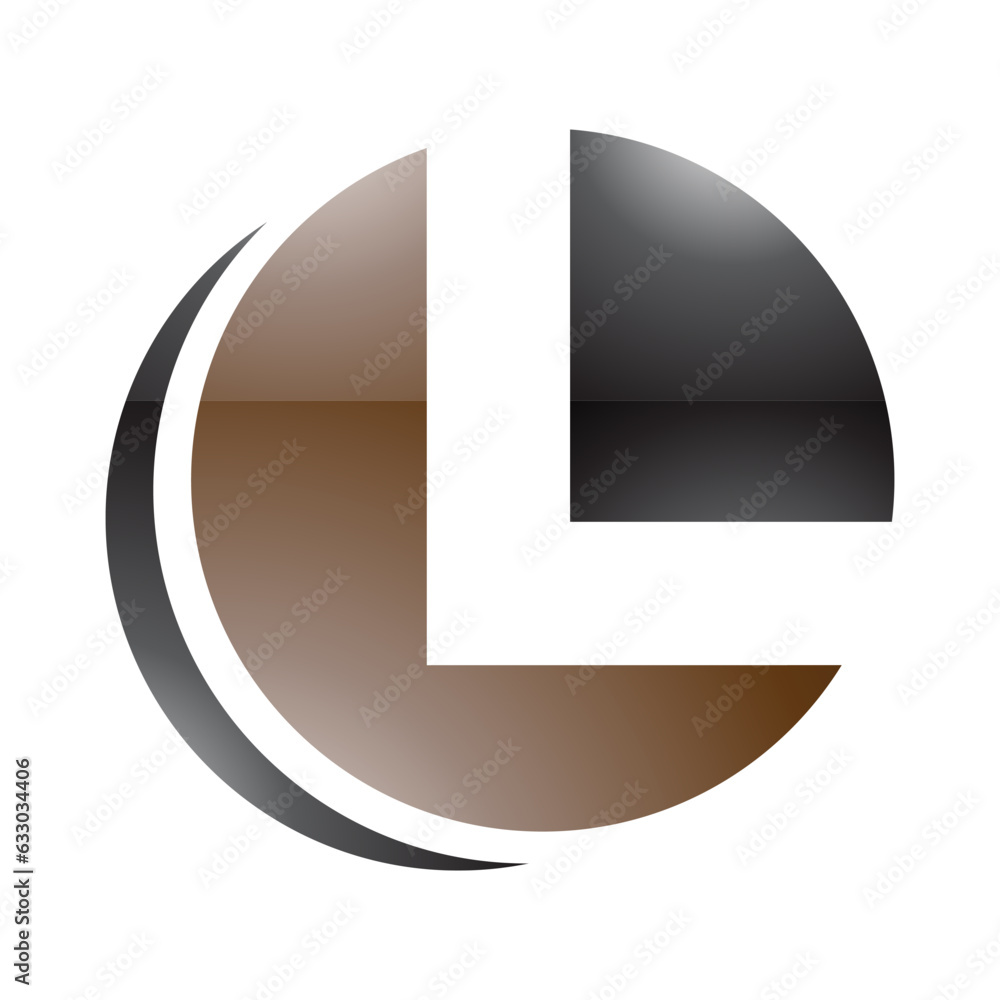 Brown and Black Glossy Circle Shaped Letter L Icon Brown and Black Glossy Circle Shaped Letter L Icon