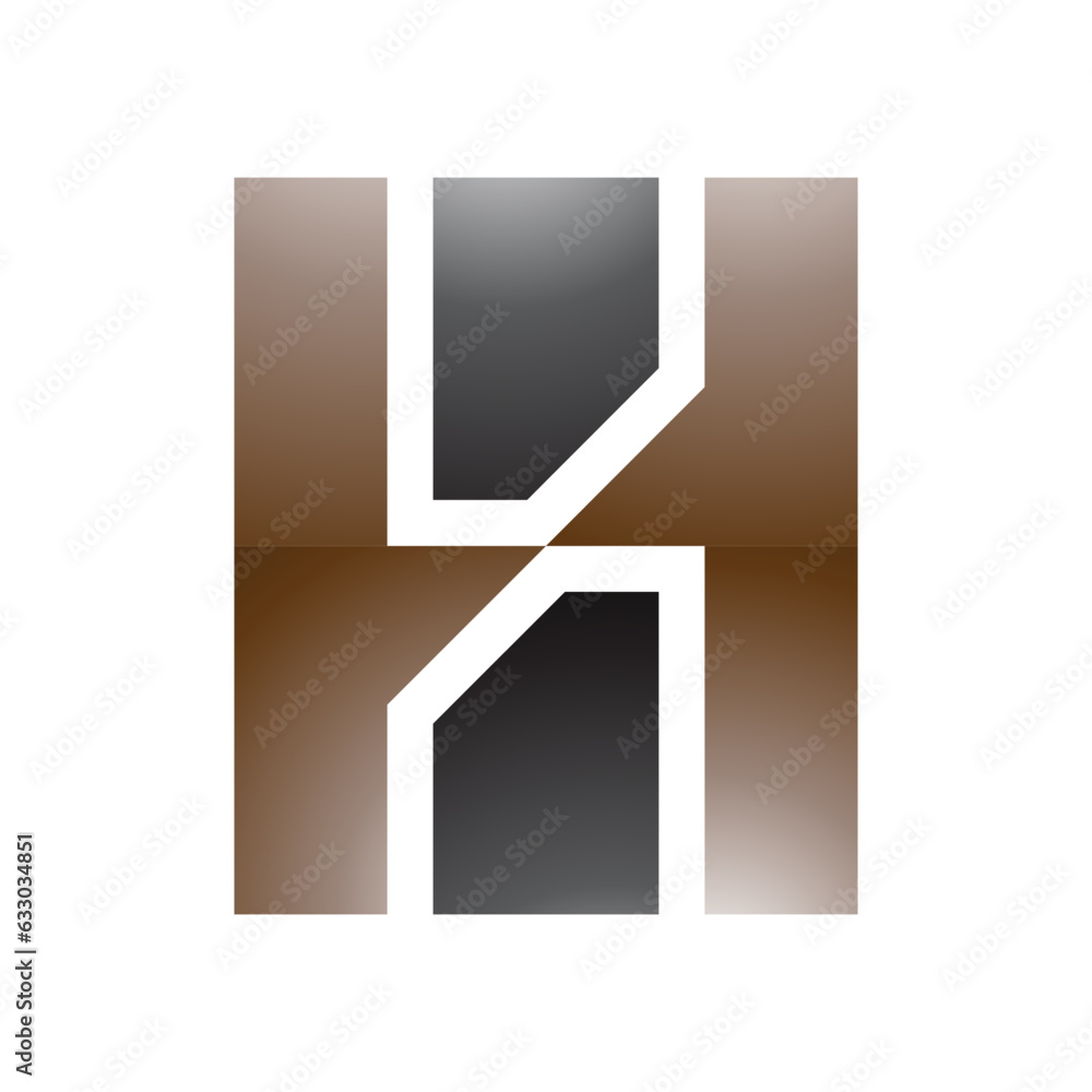 Brown and Black Glossy Letter H Icon with Vertical Rectangles Brown and Black Glossy Letter H Icon with Vertical Rectangles