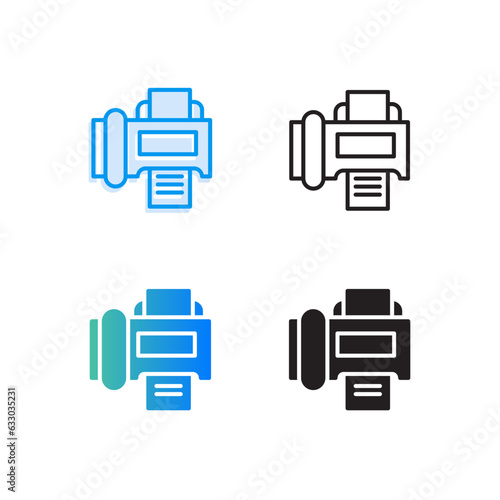 set of fax machine icons with four style graphic