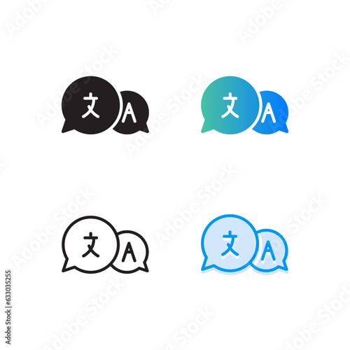 set of translation icons with four style graphic