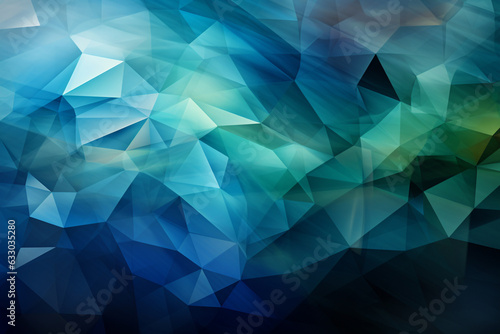 Blue, green, and cyan triangles merge with white, an abstract visual tapestry Generative AI