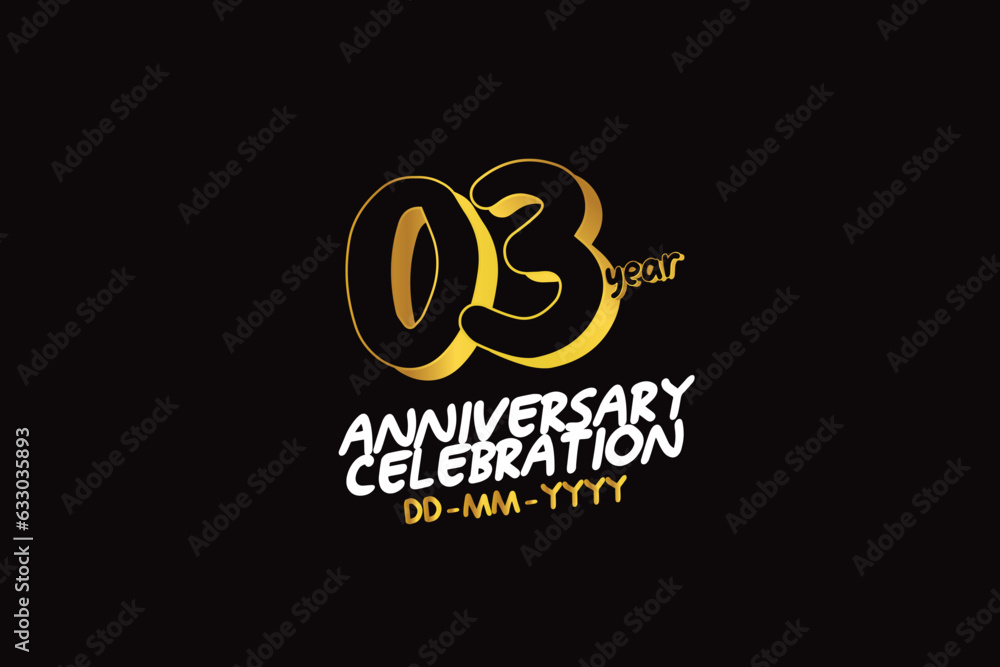 3rd, 3 years, 3 year anniversary gold color on black background abstract style logotype. anniversary with gold color isolated on black background, vector design for celebration vector 3rd, 3 years, 3 year anniversary gold color on black background abstract style logotype. anniversary with gold color isolated on black background, vector design for celebration vector
