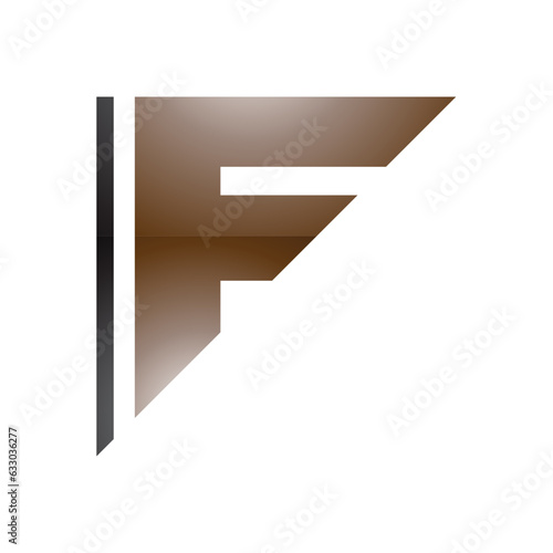 Brown and Black Triangular Glossy Letter F Icon