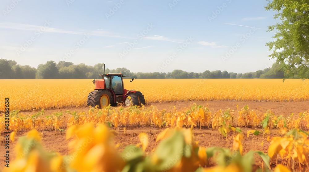 Fototapeta premium tractor working in the field