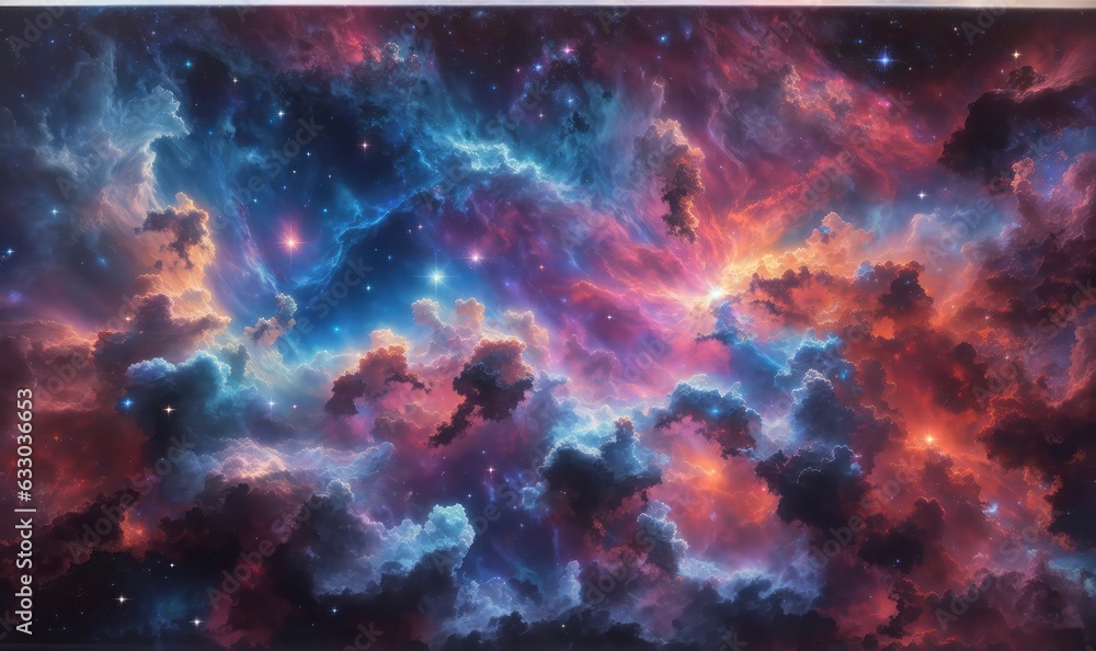 Vibrant galaxy cloud nebula on a starlit canvas—cosmic wonder