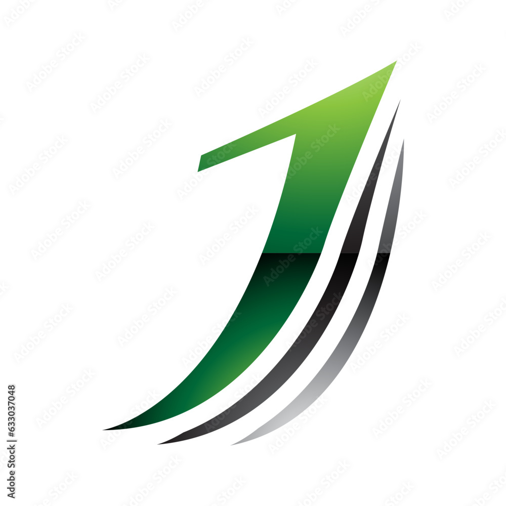 Green and Black Glossy Layered Letter J Icon Green and Black Glossy Layered Letter J Icon