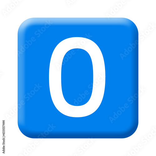 blue number 0 icon template transparent rectangle shape 3d