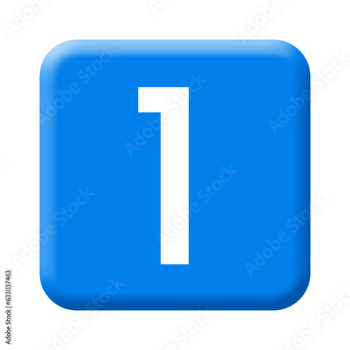 number 1 symbol blue design with rectangle