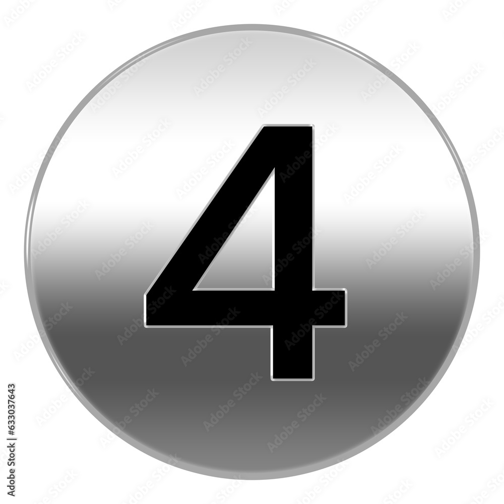 Fototapeta premium luxury circle silver number 4 icon template transparent