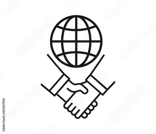 International trade agreement. Trade and world icons.
