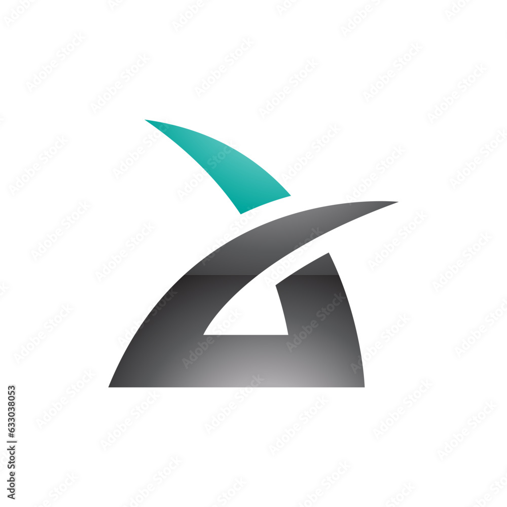Green and Black Glossy Spiky Grass Shaped Letter A Icon Green and Black Glossy Spiky Grass Shaped Letter A Icon