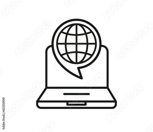 International virtual meeting icon. Virtual job interview icon.
