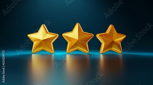 Yellow three star rating review best quality ranking icon