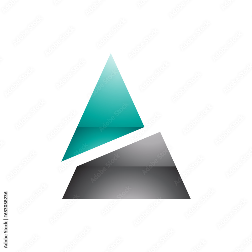 Green and Black Glossy Split Triangle Shaped Letter A Icon Green and Black Glossy Split Triangle Shaped Letter A Icon