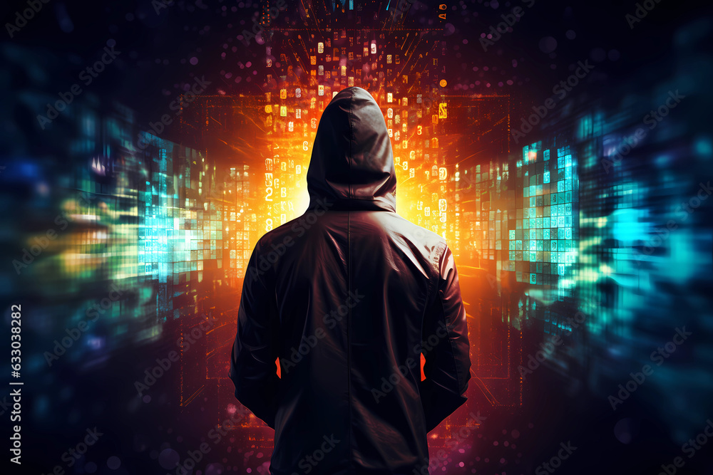 Hacker in Hoodie - Cybersecurity Threat and Digital Intrusion. AI ...