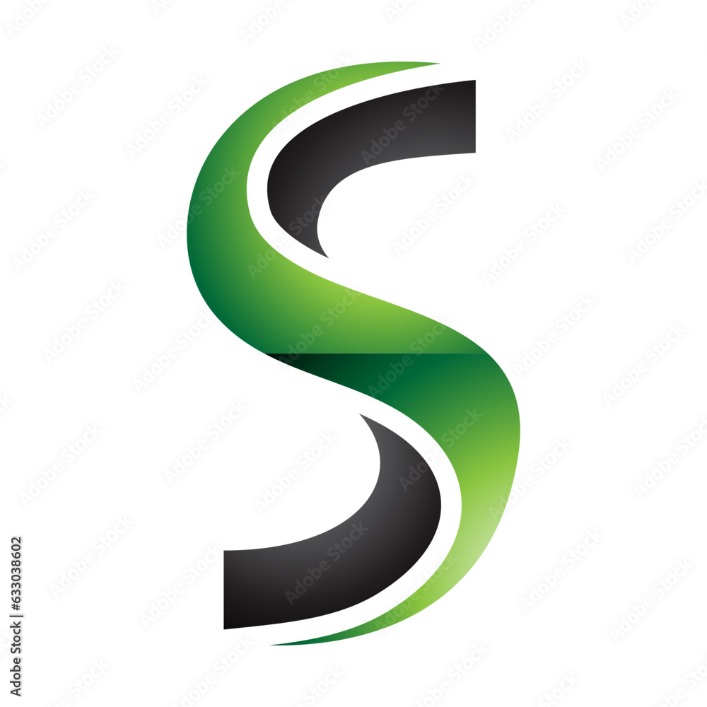 Green and Black Glossy Twisted Shaped Letter S Icon Green and Black Glossy Twisted Shaped Letter S Icon